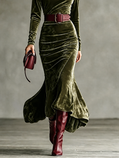 Susana Vestido Maxi de Terciopelo Estilo Sirena